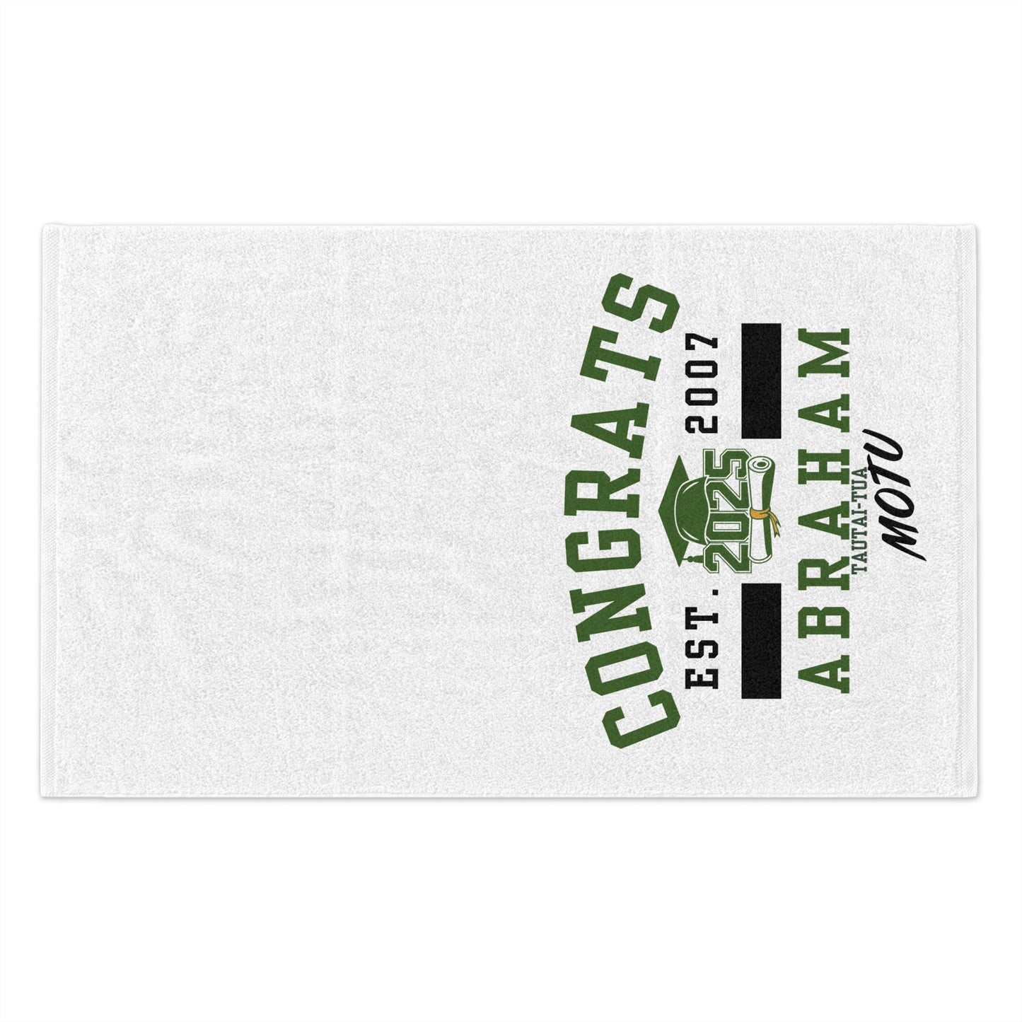 Personalized Graduation Rally Towel - Congrats Abraham 2025