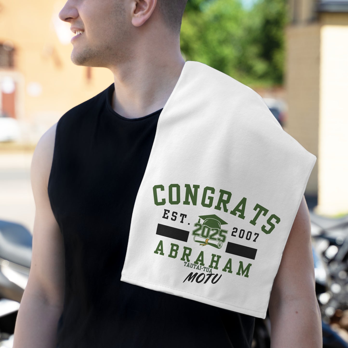 Personalized Graduation Rally Towel - Congrats Abraham 2025