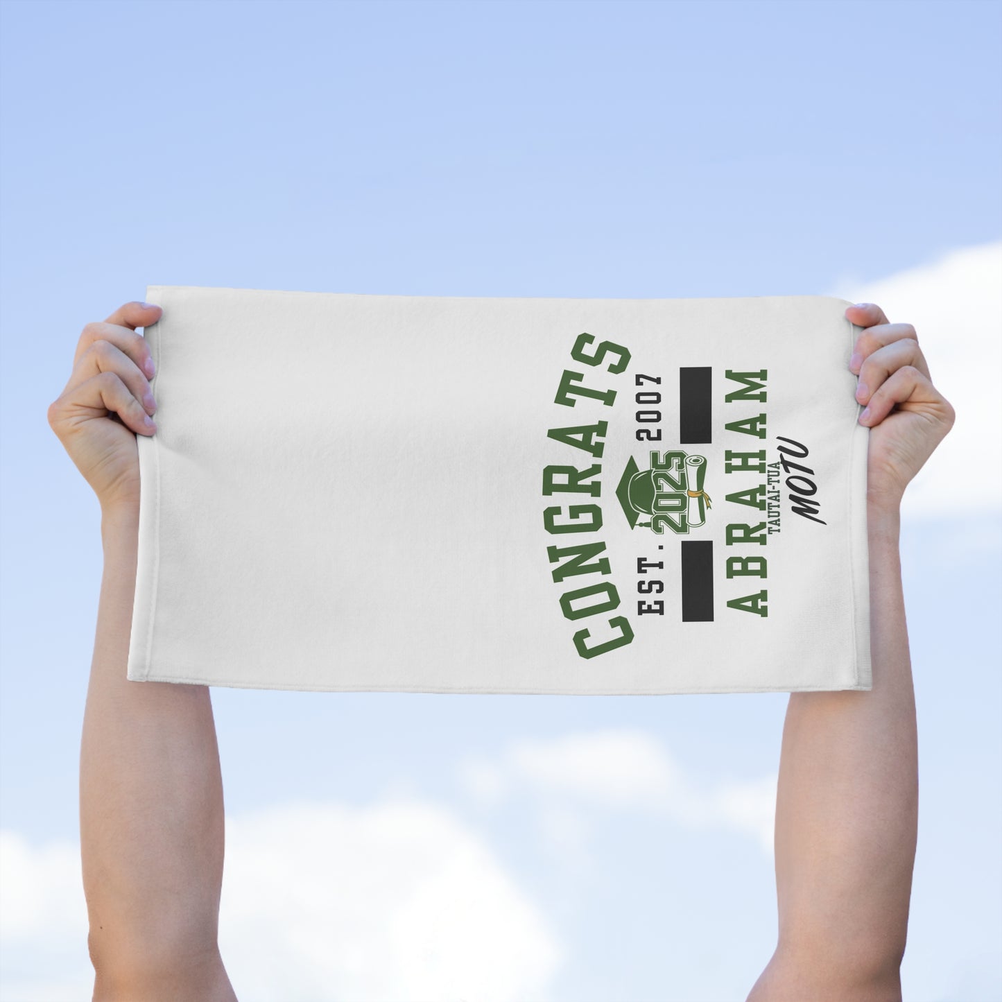 Personalized Graduation Rally Towel - Congrats Abraham 2025